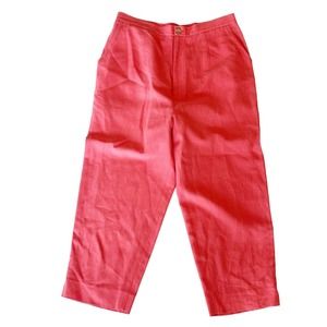 Windridge Cheryl Nash Pants 8 Silk Linen Cropped Capri Salmon Zip Front Pockets